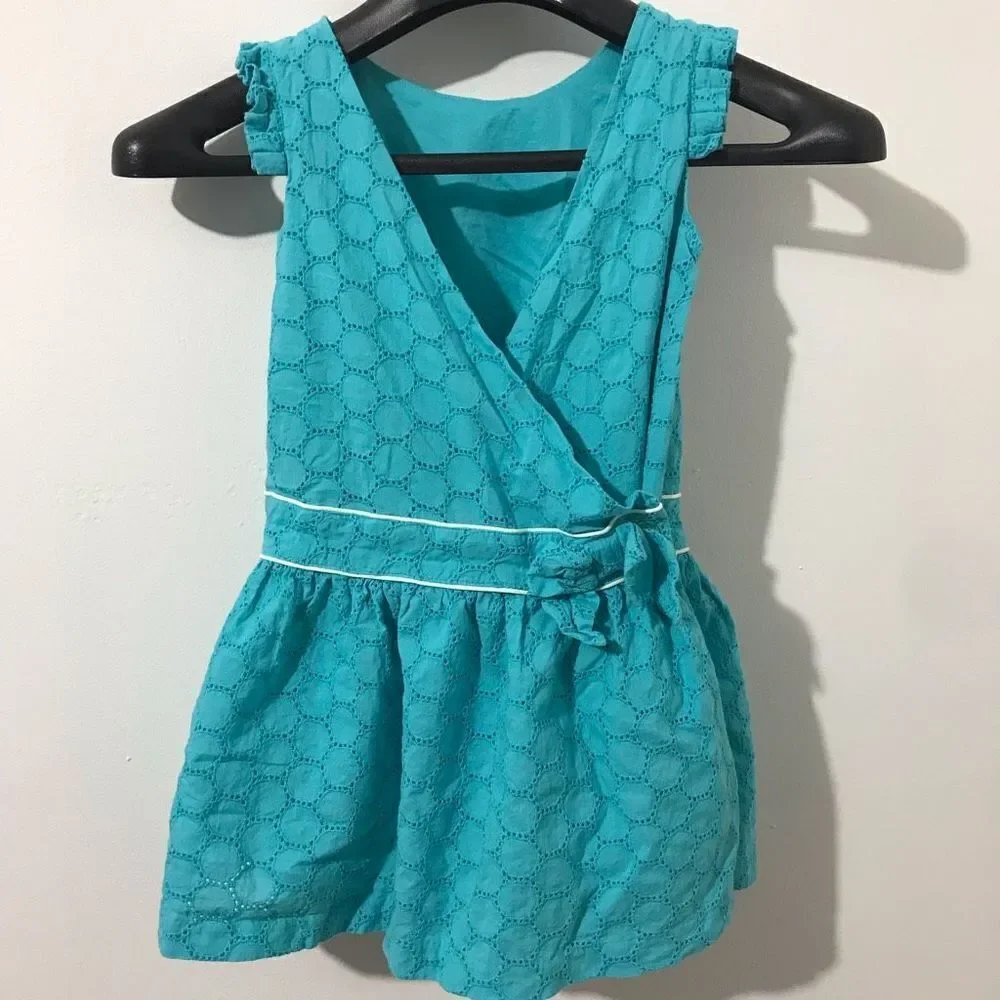 Janie and Jack Turquoise blue sleeveless dress…S81